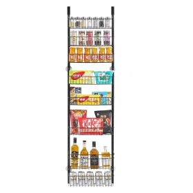 Over the Door Pantry Organizer, 8-Tier Pantry Organization and Storage, Heavy-Duty Steel Hanging Spice Rack, Adjustable Wall Seasoning Shelves (Color: Black, Number of Layers: 8)